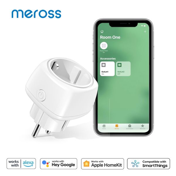 Curtains meross wifi smart plug 10a outlet soquete elétrico timer timer suporta homekit Alexa Google Assistant Smart Things Things