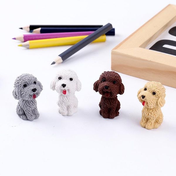 A borracha 36 PCs PCS Cute Teddy Puppy Eraser Cartoon Simulation Dog pode inserir o Prêmio Esportivo Infantil da borracha de lápis Kawaii Stationery