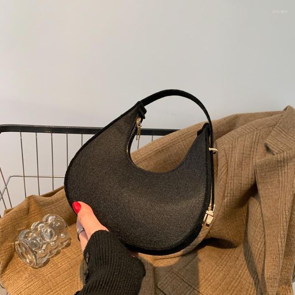 Bolsas de noite de feltro casual bolsa de ombro feminina retrô tendência arte elegante bolsas designer de luxo axilas para mulheres senhoras 2023