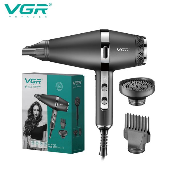 Secadores de cabelo VGR Secador de cabelo profissional Máquina de secador de cabelo de íons negativos Secador de estilo Forte Vento Secagem Cuidados com o cabelo em casa Ferramenta de estilo V-451 230629