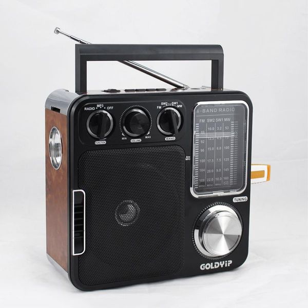 Rádio transctego portátil retro desktop vantage antigo semicondutor rádio fm u disco/cartão sd como presente para o homem velho auxin