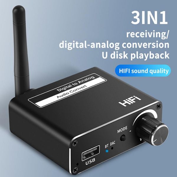 Amplificatori 192khz Convertitore Dac Digitale ad Analogico 3.5mm Aux Fibra Ottica Coassiale Bt 5.0 Adattatore Trasmettitore Ricevitore Audio Hifi per Tv Pc