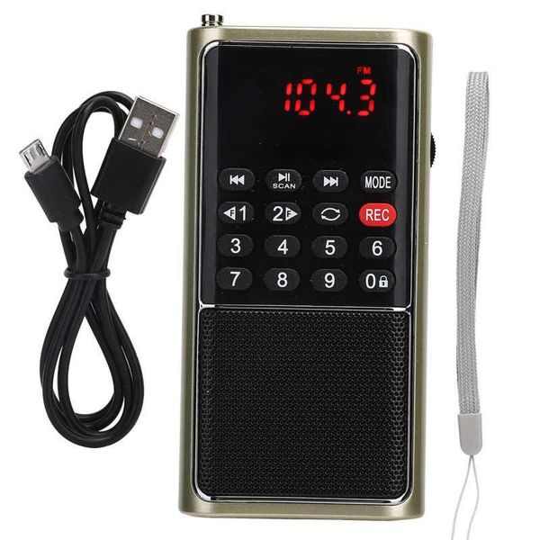Rádio portátil FM Radio Pocket Radio Player Recarregável MP3 Walkman Receptor de rádio digital Suporte Cartão de memória U disco
