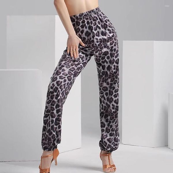 Bühnenkleidung Leopard Design Hosen Weibliches lateinamerikanisches Tanzkleid Frauen Hosen Ballsaal Samba Rumba Performance Dancewear NY63 6735