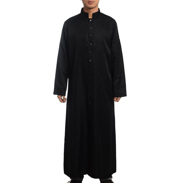 Sacerdote romano Tonaca Costume Chiesa cattolica Clero Abito nero Abito Sacerdote Paramenti monopetto Uomo adulto Cosplay270a