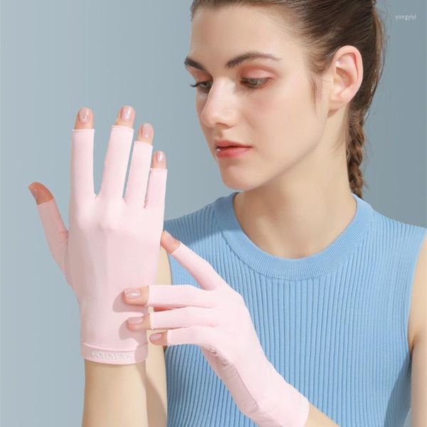 Guanti da ciclismo Protettore di protezione UV da donna estiva utile per unghie Mezze dita Selezione multicolore Materiale in nylon lavabile