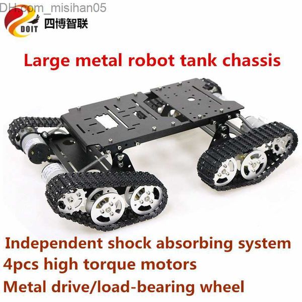 Carro elétrico/rc szdoit ts400 grande metal 4wd robô tanque chassi kit rastejador absorção de choque educação robótica carga pesada diy para arduino 201208 z230630