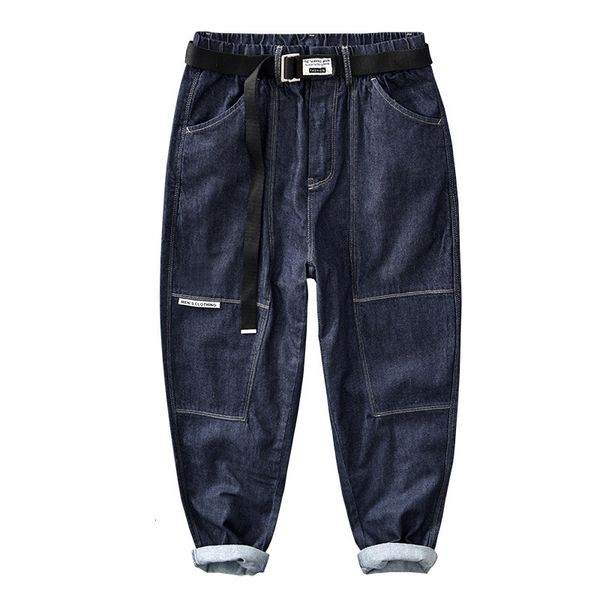 Jeans da uomo 2023 primavera Autunno Inverno Uomo Retro All match Tinta unita Utensili larghi Tasca grande Pantaloni casual Blu Abbigliamento da lavoro 230629