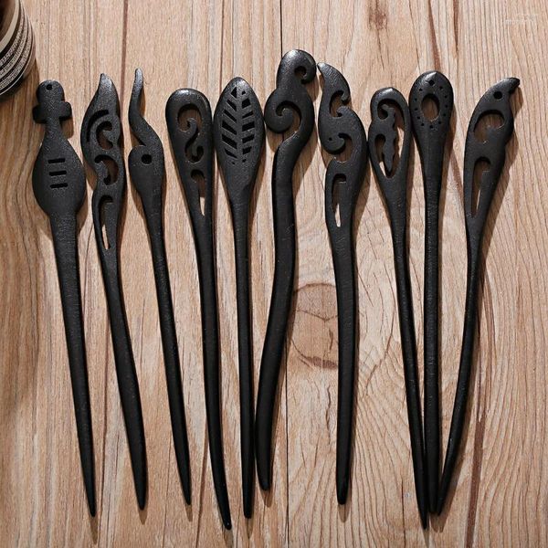 Grampos de cabelo 12 pçs/lote Random Mix Style Viking Hairpin Woman Vintage Wood Stick Clip Women Jewelry Accessorie 2023 Gift