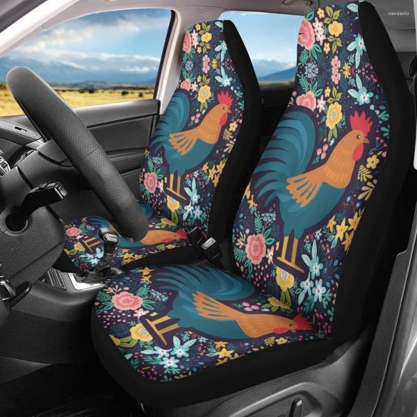 Capas para assento de carro INSTANTARTS Cock Floral Design Interior Assentos Protetor 2 pçs/conjunto Capa Frontal Veículo Durável para Mulheres e Crianças