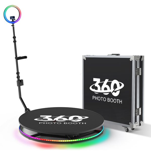 Pacote automático de iluminação de palco para cabine de fotos 360, máquina rotativa para festa 360 Photobooth 80 115 100 cm com estojo de voo