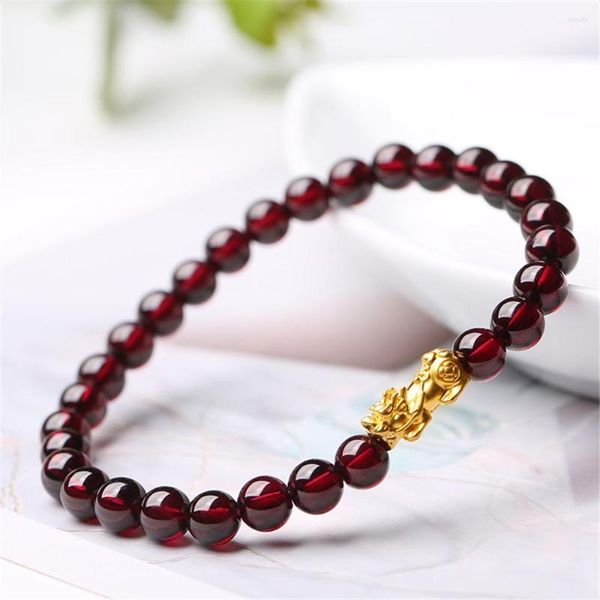 Charm Bilezikler Kadınlar Için Kırmızı Cam Boncuklu Zincir Altın Renk Bilezik Bilezik Pulseira Femme Retro Takı Aksesuarları Bijoux