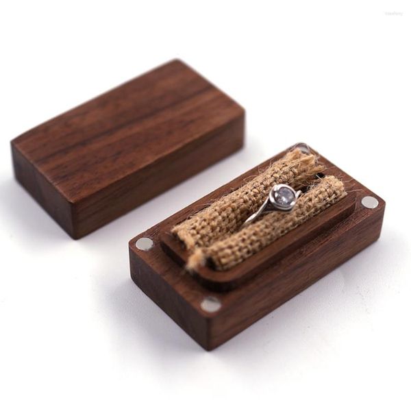Bolsas de joias 10 pçs/lote caixa de madeira magnética anel de madeira brinco pinos caso de armazenamento de casamento caixas de presente NOME atacado