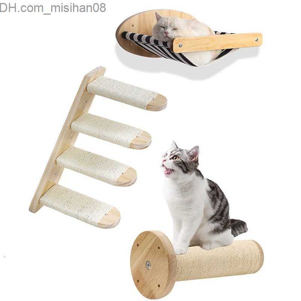 Arranhadores de Móveis para Gatos Arranhadores de Móveis para Gatos 1Pç Prateleiras de Madeira Montadas na Parede Poleiros Para Degraus Escada Cama Atividade Estrutura de Escalada em Árvore Z230630