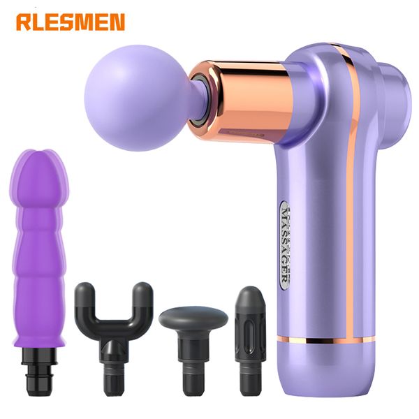 Pistola de massagem rlesmen mini massageador acessório vibrador para relaxamento feminino massageador elétrico muscular com cabeça didlo poderoso massageador 230629