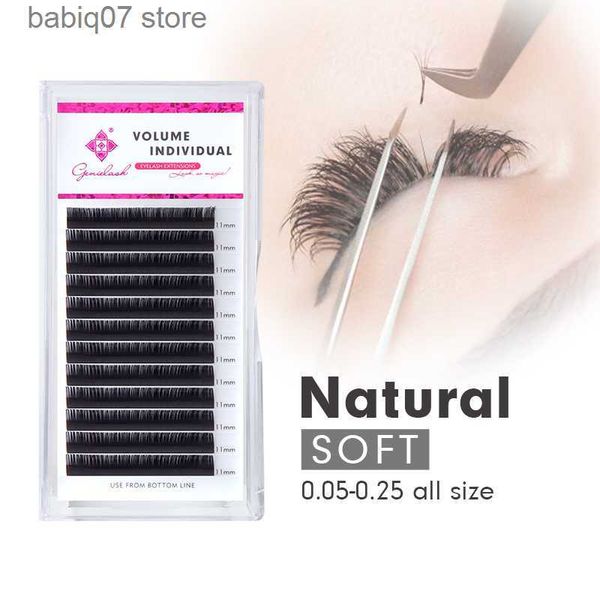 Ciglia finte Genielash Individual Mink Eyelashes 0.05-0.07 BCD + MLD Curl Le estensioni delle ciglia del volume russo forniscono ciglia mega volume T230630