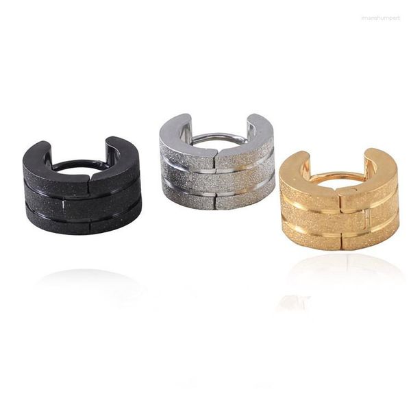 Brincos de Argola Moda Feminino Masculino Fosco Pequeno Huggie Aço Titânio Areia Cor da Superfície Dourado Preto Grande Jóias