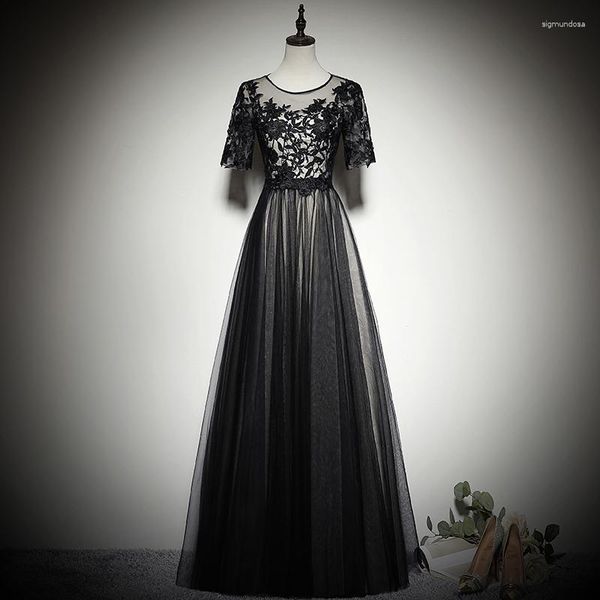 Abiti da festa Abito da sposa lungo in pizzo nero da donna Nobile stile cinese Elegante Qipao Abiti da sera per la cena di nozze di lusso Vestido