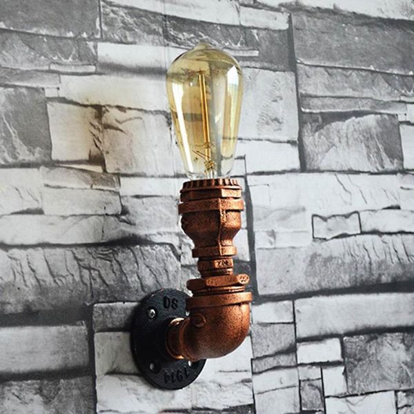 Lampade da parete Steam Punk Loft Ferro industriale Ruggine Tubo dell'acqua Lampada retrò Vintage E27 Applique per soggiorno Camera da letto Ristorante Bar