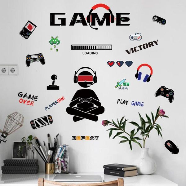 Adesivi murali Gamepad Carta da parati autoadesiva Graffiti murale per la decorazione della camera da letto dei ragazzi Accessori per la casa Decorazioni per la camera