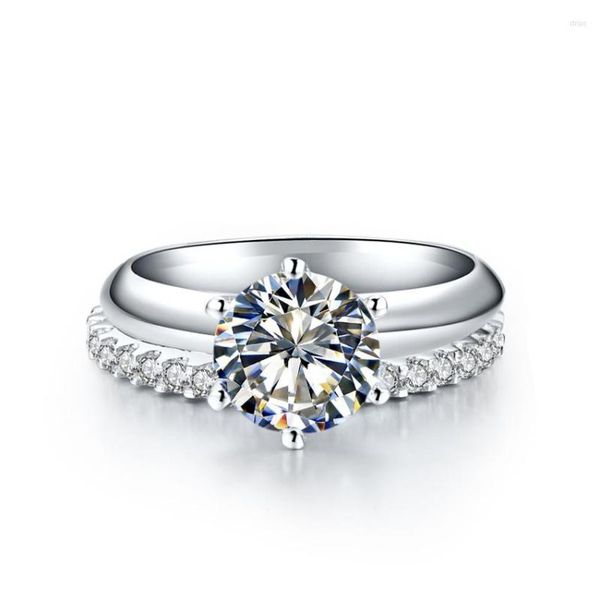 Cluster-Ringe, Romance-Set, autorisiert, 2 Karat, 8 mm, D-Farbe, Moissanit-Diamant, Platin 950, für Damen