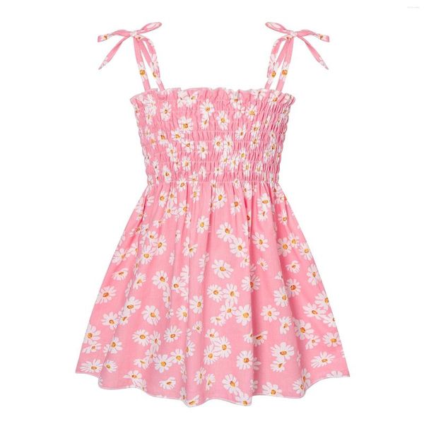 Abiti da ragazza Neonate Abiti senza maniche con stampa floreale Bowknot Kid Summer Princess Dress Bambini Party Ball Pageant Outfit