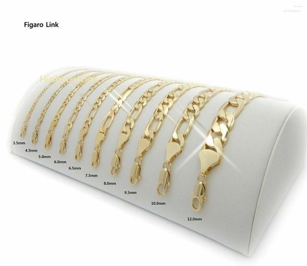 Ожерелье, серьги, набор, 14-каратная итальянская цепочка Figaro, 4 мм до 6, 8, 10 мм, золото GF 24 дюйма