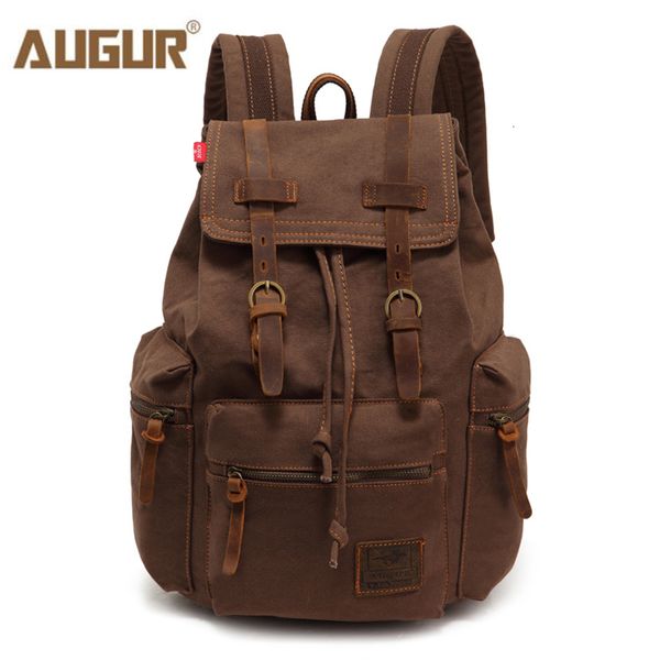 Mochilas escolares AUGUR moda mochila masculina vintage bolsa escolar de lona bolsas de viagem grande capacidade para laptop retrô 230629