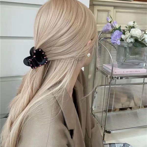 Grampos de cabelo moda coreana amor coração strass para mulheres doce charme estética clipe feminino harajuku joias presente