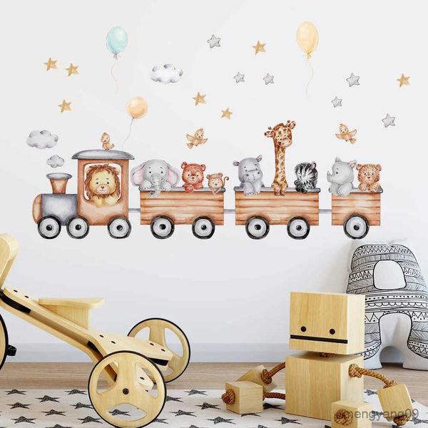 Outros adesivos de animais de desenhos animados nórdicos para decoração de casa para quartos de crianças, meninas, meninos, decoração de quarto de bebê, girafa, elefante, trem, pássaros, papel de parede R230630