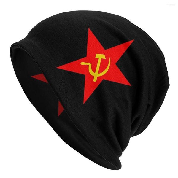 Boinas Martelo Foice Estrela Comunista Boné Chapéu Malha Hip Hop Skullies Gorros Chapéus Russo Russo CCCP Quente Boné Multifuncional