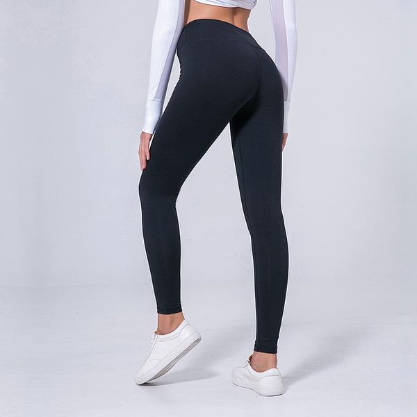 Calças ativas 2023 NWT Eshtanga Leggings femininas skinny qualidade por atacado elástico sólido cintura material grosso top comprimento total