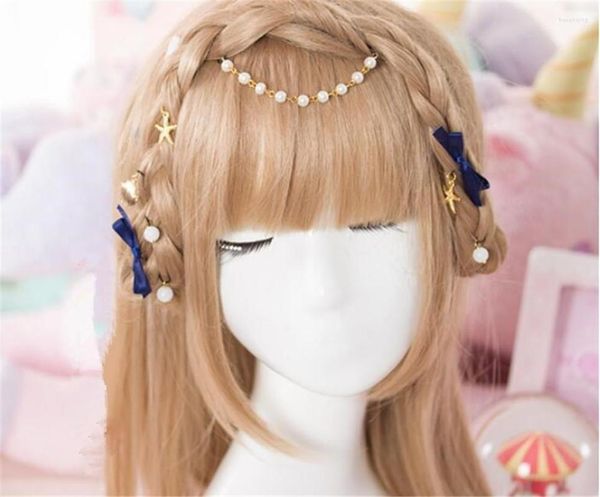 Forniture per feste Giapponese Sweet Lolita Girl Pearl Shell Starfish Forcina a forma di U Clip per capelli Accessorise B977