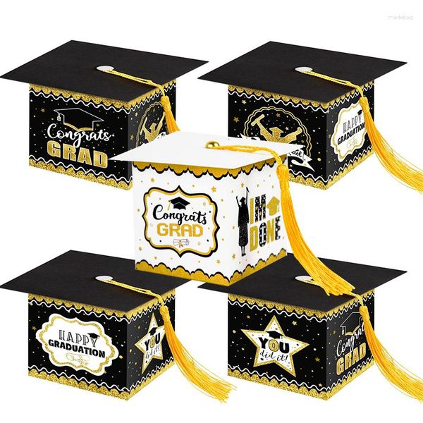 Wrap regalo 10pcs Graduation 2023 Decoration Candy Boxes Bachelor Hat Chocolate Gifts Borsa per imballaggio per Congratulazioni Celebration Party Bomboniere