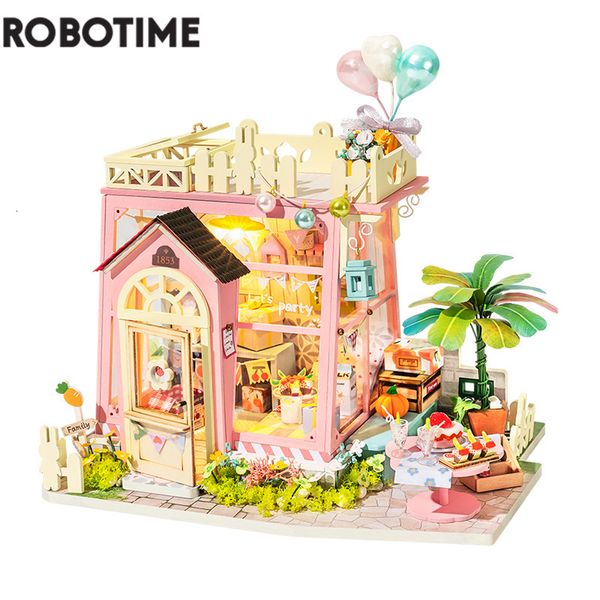 Acessórios para casa de bonecas Robotime Rolife DIY Holiday Party Time Casa de bonecas com móveis Crianças Adulto Miniatura Casa de bonecas Kits de madeira Brinquedo DG153 230629