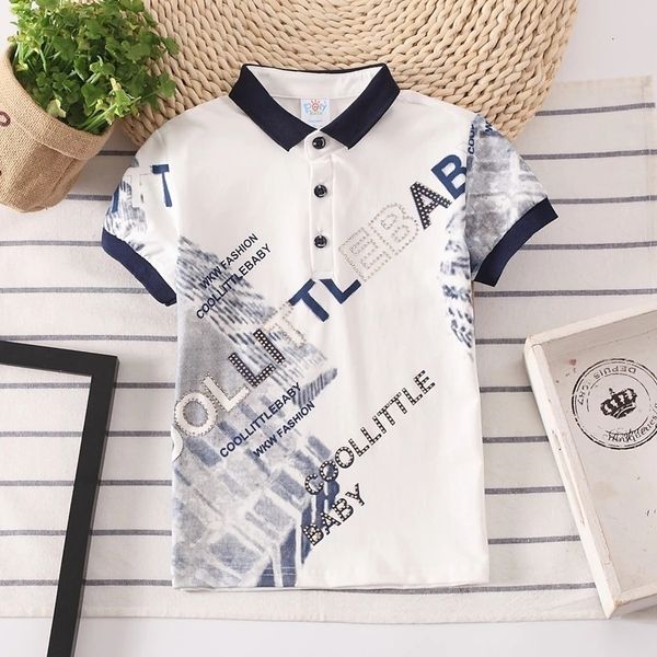 Polo Fashion Baby Boy Polo 2-10 anni Abbigliamento per bambini Diamond Letter Polo per ragazzi Stile coreano Bambini Sport Top 230629