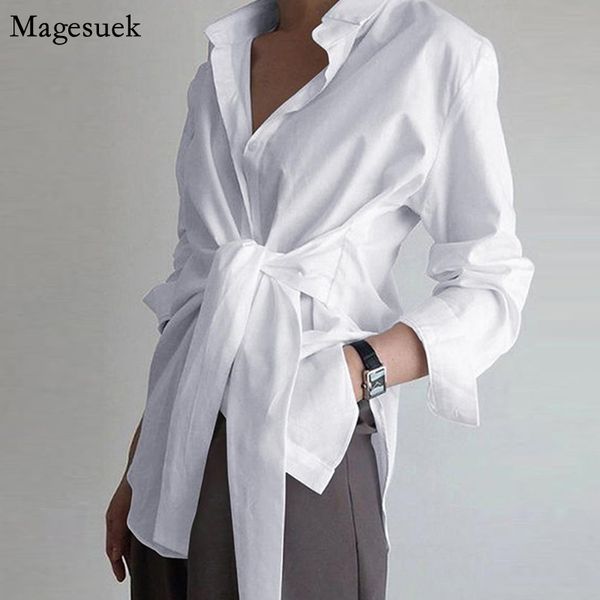 Blusas Femininas Camisas Manga Comprida Blusa Feminina Botão Branco Fêmea Ruched Preta Solta Para Algodão Office 18659 230629