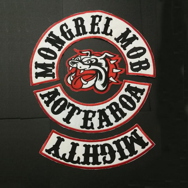 NOVOS PATCHES MONGREL MOB CHEGADOS EMBLEMA PARA JAQUETA VEST VESTUÁRIO ADESIVO FERRO NO PATCH APLICAÇÕES SAPATOS BIKER MOTOCICLETA MC PATCH AP251b