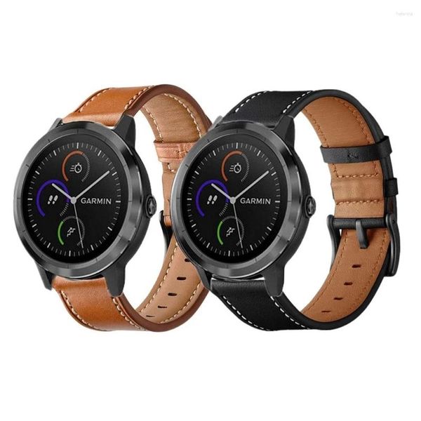 Bandas de relógio pulseira de couro genuíno para Garmin Vivoactive 3 Music Vivomove HR substituição Venu Sq Forerunner 245 645