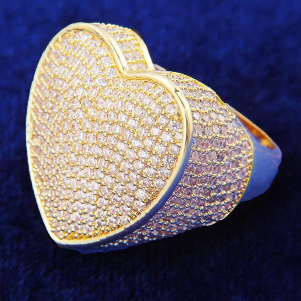 Кольца группы Bubble Letter Heart Ring для мужчин Real Gold Plated Hip Hop Jewelry Бесплатная доставка Items Gift Trend 230620