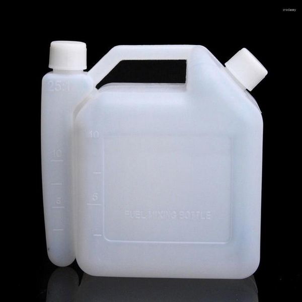 Wasserflaschen 1,5 l Lagerung 2-Takt-Mischflasche Sprout Heizöl Benzin Weißer Tankbehälter Trinkgeschirr Langlebig 1:25 Für Trimmer-Kettensäge