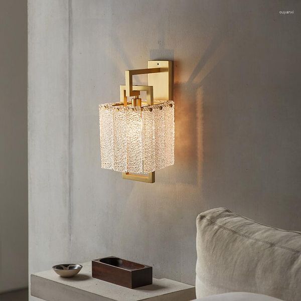Lâmpadas de parede Deyidn lâmpada de cobre cristal criativa LED lanterna arandela luz fundo dourado para sala de jantar quarto escada