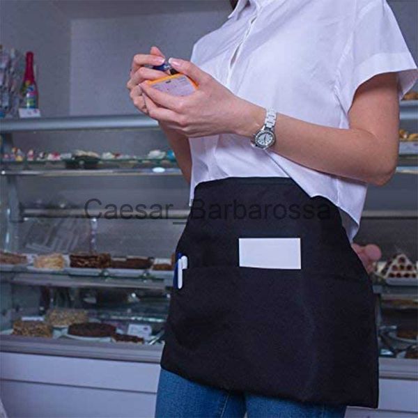 Avental de cozinha Avental preto 0 Avental de cafeteria de garçonete é conveniente para fazer pedidos e armazenamento em vários bolsos x0630