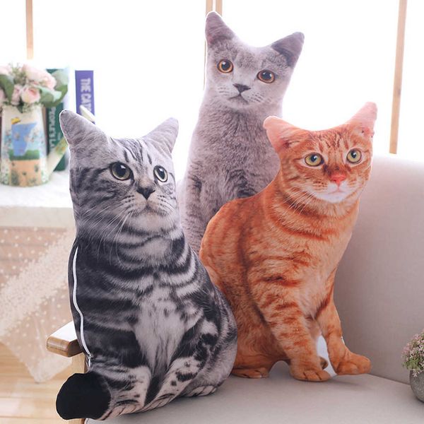 Almofada/decorativo 50cm simulação gato em forma de algodão lavável pelúcia em forma de animal dos desenhos animados almofada bonito para crianças adultos