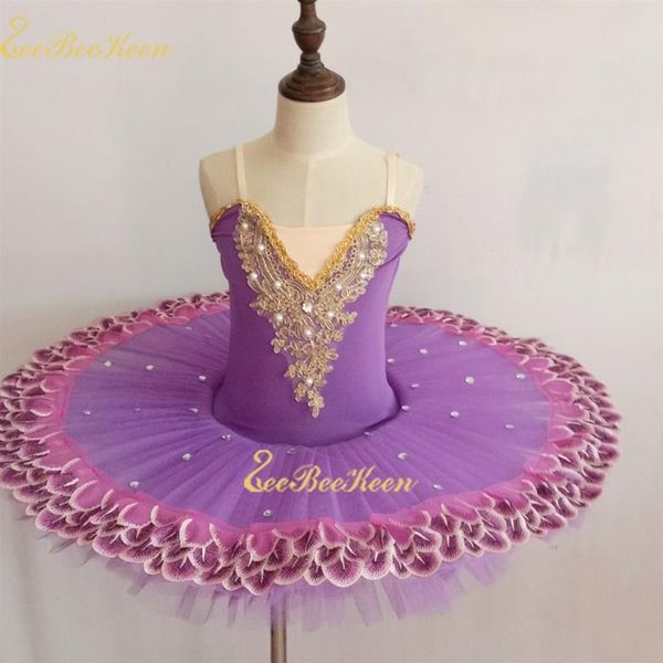 Ballettkleid Mädchen Schwanensee Tutu Ballett Frauen Tanzkleid Gold Spitze Ballerina Diamant Professionelle Leistung Kostüm204Y