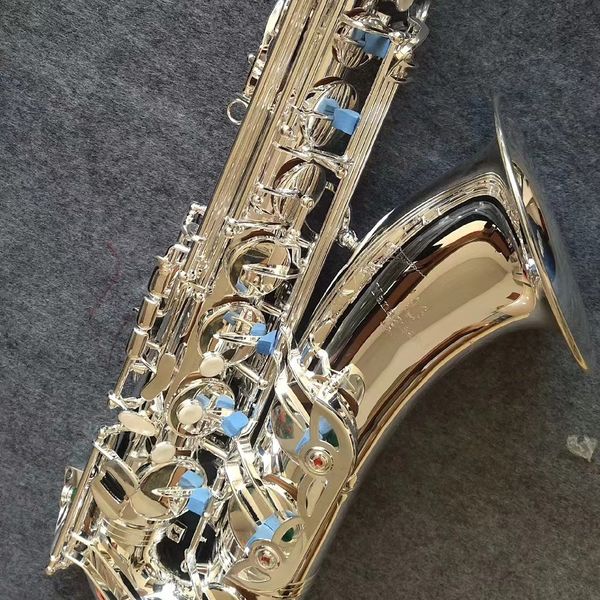 Новый T-W037 тенор-саксофон BB тон, никелированное серебро, один к одному, выгравированный узор, двойной ребристый усиленный джазовый инструмент с аксессуарами