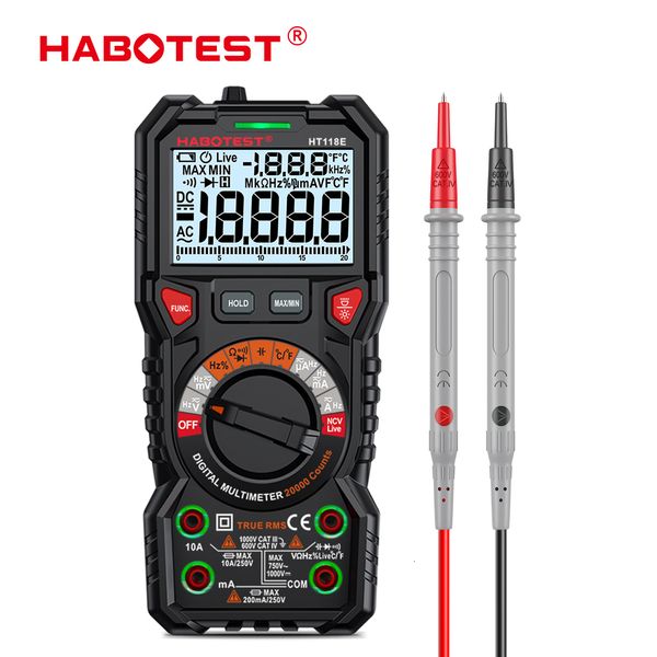 Multímetros HABOTEST HT118E Multímetro Digital 20000 Counts True Rms NCV HZ Multímetros Transistor Tester Medidor de Capacitância Voltimetro 230629