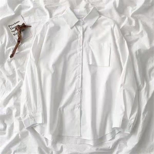Damenblusen Japan Langarm Mädchen Schwarzes Hemd Button Up Damen Tops 2023 Weiße Damen Schulhemden Koreanische Mode Preppy Style Frühling