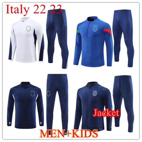 2023 New Italy agasalho survetement jaqueta longa com meio zíper Terno de treino futebol 23 24 Italia homem agasalhos de futebol conjunto de roupas esportivas masculinas e infantis
