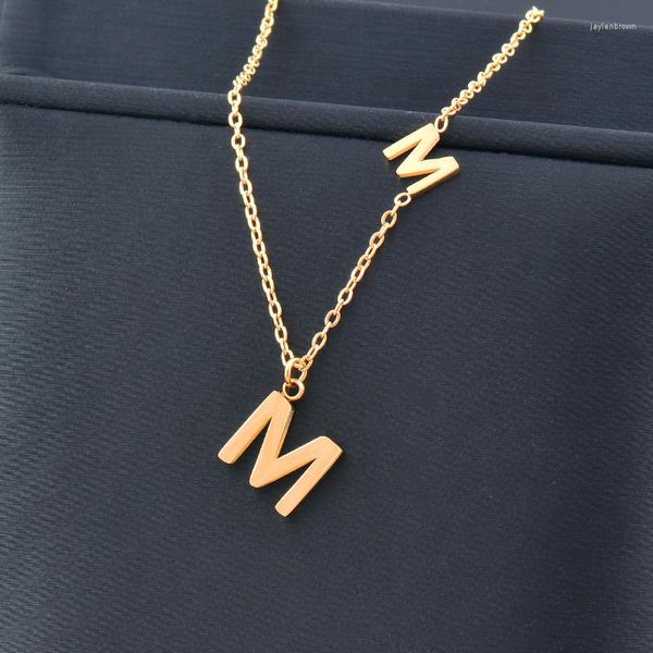 Anhänger Halskette Leekeer Classic Edelstahl Halskette für Frauen Blume m Buchstaben Gold Farbe Halshöhe Mode Schmuck 2023 Ankunft 898 Lk2